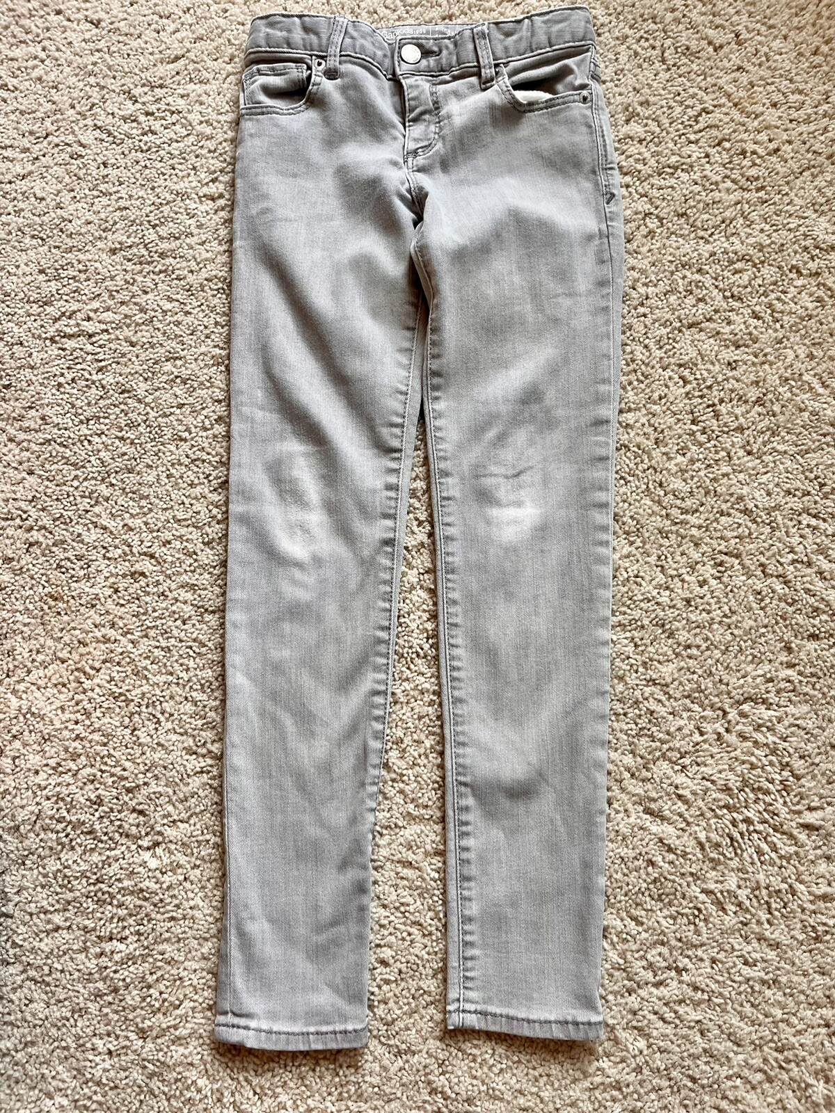 Gap Kids Denim Gray Jeans Girls 8 Regular Stretch Super Skinny Adjustable Waist