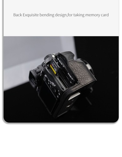 Genuine Real Leather Camera Bag Protect Case Cover Base Grip For Fuji A7M4 A7S3 - Picture 4 of 24