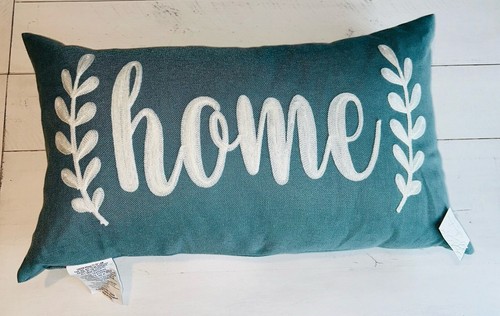 *Thro By Marlo Lorenz “Home” Green / Blue Teal Rectangle Pillow NEW - Picture 6 of 7