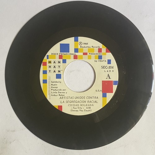 ARTISTS UNITED AGAINST APARTHEID -SUN CITY- 1985 RARE MEXICAN 7"SINGLE PROMO CS - Imagen 3 de 4