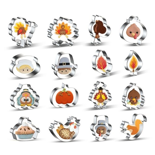 16pcs Thanksgiving Series Cookie Cutter Set Stainless Steel Biscuit Mold Fondant - Picture 2 of 8