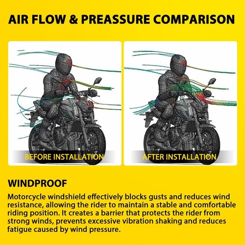 19" x 17" Smoked Motorcycle Windshield Universal For 7/8'' 1'' 1.25" Handlebar - Bild 7 von 14