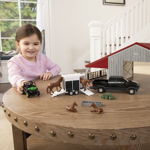 John Deere Weathered Barn Kids Play Set w/ Pickup Horse Trailer 1:32 Scale 3y+ - Picture 6 of 8