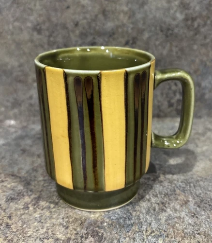 Vintage * 1970's * Pottery  * OTAGIRI * Mug NICE Avocado Gold Brown