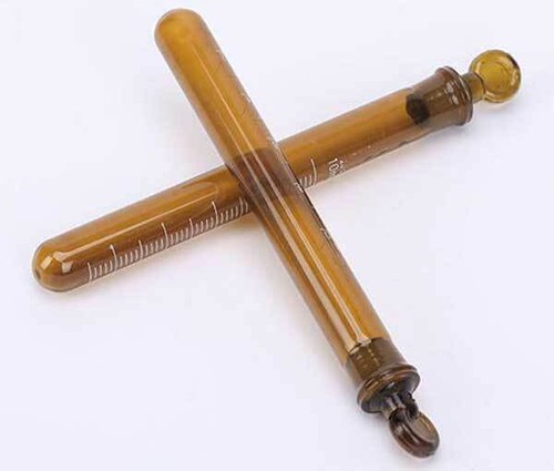 Brauner, graduierter Glasröhrchen-Chemieprobenbehälter mit rundem Boden - Bild 5 von 8