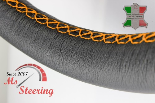 FITS TRIUMPH TR4A? 66- BLACK LEATHER STEERING WHEEL COVER | ORANGE STITCH - Bild 3 von 9