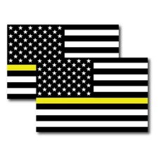 Thin Yellow Line American Flag Magnets, 2 Pack, 4x6 Support of Security Guards