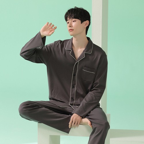 Herren Antibakteriell Homewear Reine Farbe Weiche Bequemlichkeit Pyjama Set DE - Bild 19 von 29