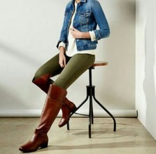 Vince Camuto boots women&#39;s 6.5M brown coffee leather Bendra equestrian knee high