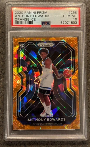 2020-21 Panini Prizm Anthony Edwards #258 RC Rookie Orange Cracked Ice PSA 10
