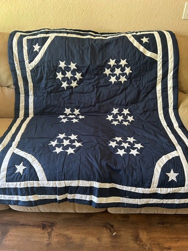 Victorian Heart VH008 Blue White Polyester Admiral Star Throw Blanket 50" x 60" - Picture 2 of 12