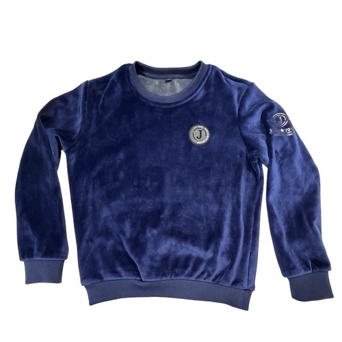 Women's Sz XL Royal Blue Luxurious Velour Sweatshirt Crew Neck Ribbed Cuffs Neck - Picture 8 of 14