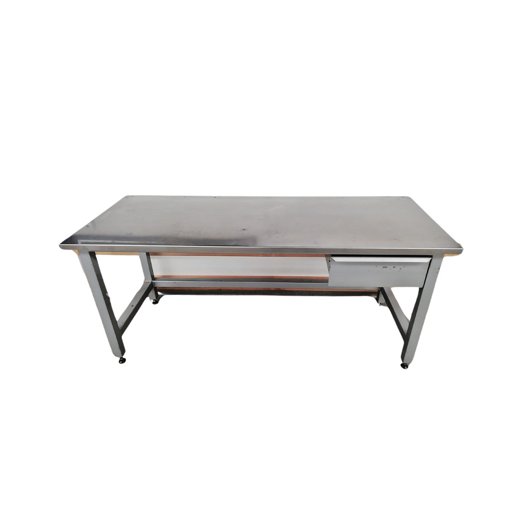 Arbeitstisch, Werkbank, Stahl, Q-ROHR, Edelstahlplatte, H:770,B: 1750, T: 700,