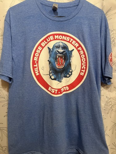 RARE Mill-Rose Blue Monster Products Gildan Soft XL TShirt Blue