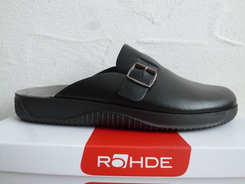 Rohde Herren Pantolette Pantoletten Clogs Sabot schwarz Leder 1970 - 第 4/8 張圖片