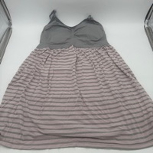 Women's Motherhood Maternity Nightgown XL Gray Pink Striped