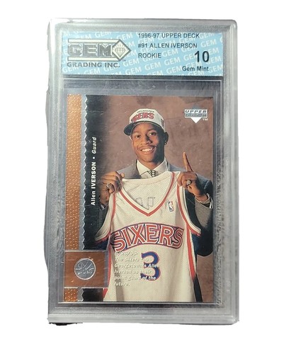 1996-97 UPPER DECK #91 ALLEN IVERSON GEM GRADING GEM MINT 10 - Picture 1 of 11