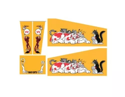 Bad Cats Pinball Machine CABINET Decal Set