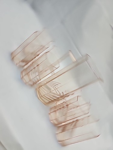Art Deco 1980s Pink Clear Plastic Drinking Glasses And Pitcher Set - 9 Items - Picture 11 of 12
