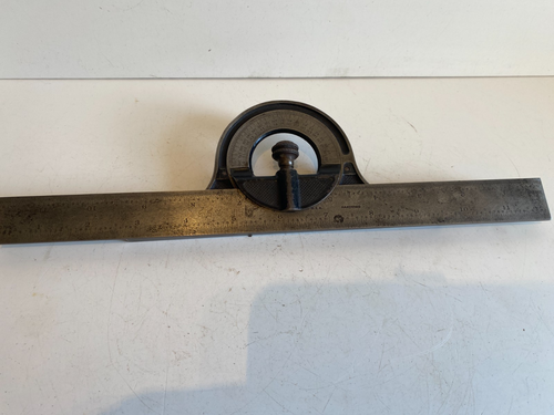 SUPER QUALITY VINTAGE STARRETT No 12 PROTRACTOR AND RULE