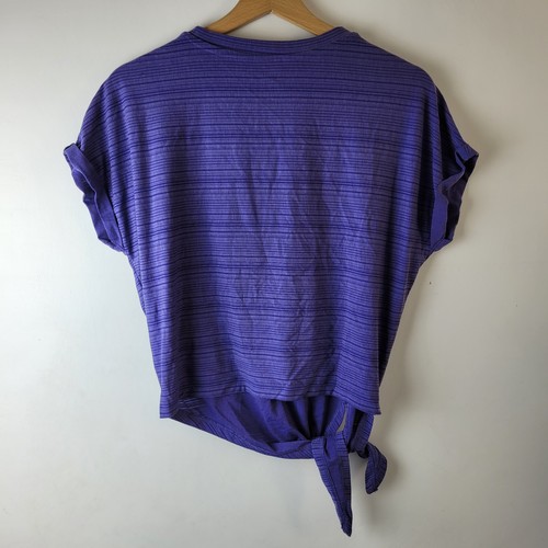 Gap Fit Breathe Women XS Purple Stripe Tie T-Shirt Logo Sport Casual Fitness - Picture 2 of 11