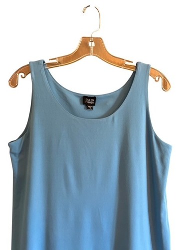 Eileen Fisher Sz Small Blue 100% Silk Lined Knit Tank Shell Top - Bild 2 von 6
