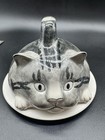 Handmade Cat Pottery Butter / Cheese Dish by Mike Hinton— Whimsical Ceramic Art