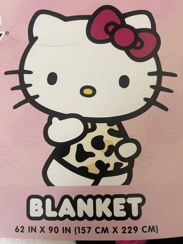 Nuevo con etiquetas Nuevo HELLO KITTY Cama Doble y Completa Rosa y Leopardo Manta 62x90 Navidad - Imagen 1 de 3