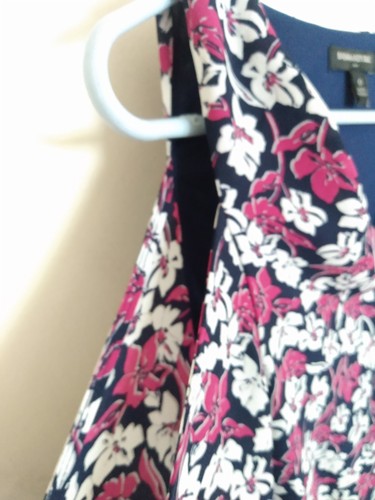 Banana Republic Womens Size 0 XS Pink & Navy Floral Open Sleeve Shoulder Dress - Picture 4 of 7