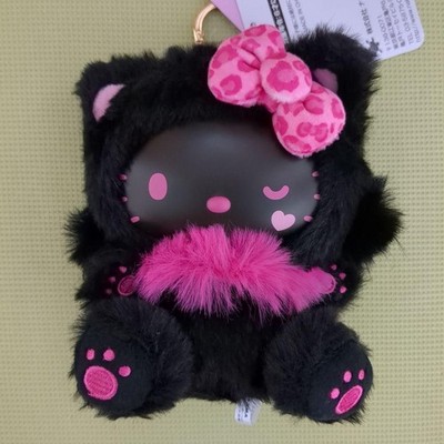 Hello Kitty Sanrio Fine Face Katze Plüsch Puppe Schlüsselanhänger schwarz Mas...