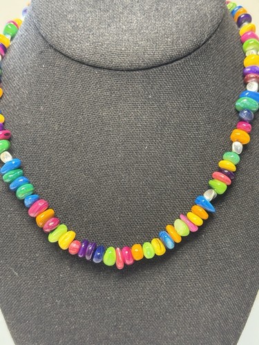 Artisan 16-18” Multi Colored Shell Necklace Colorful Dyed Shells - Picture 2 of 12