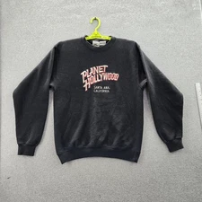 VINTAGE Planet Hollywood Men Sweatshirt M Black Fleece Santa Ana CA Made In USA