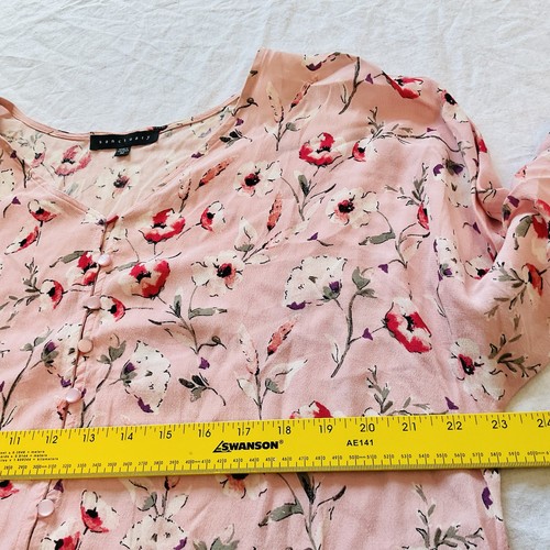 Sanctuary V-Ausschnitt Knopf Rosa Blumen Langarm Bluse Shirt Top Fee Boho M - Bild 6 von 21