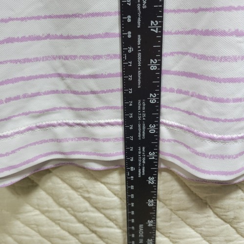 FootJoy FJ Men's Performance S/S Polo Shirt Purple/White Stripe • Large - Picture 5 of 9