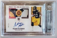 2021 Najee Harris RC Dual Swatch Auto 4/15 BGS 10, 9 NFL Pittsburgh SD Chargers