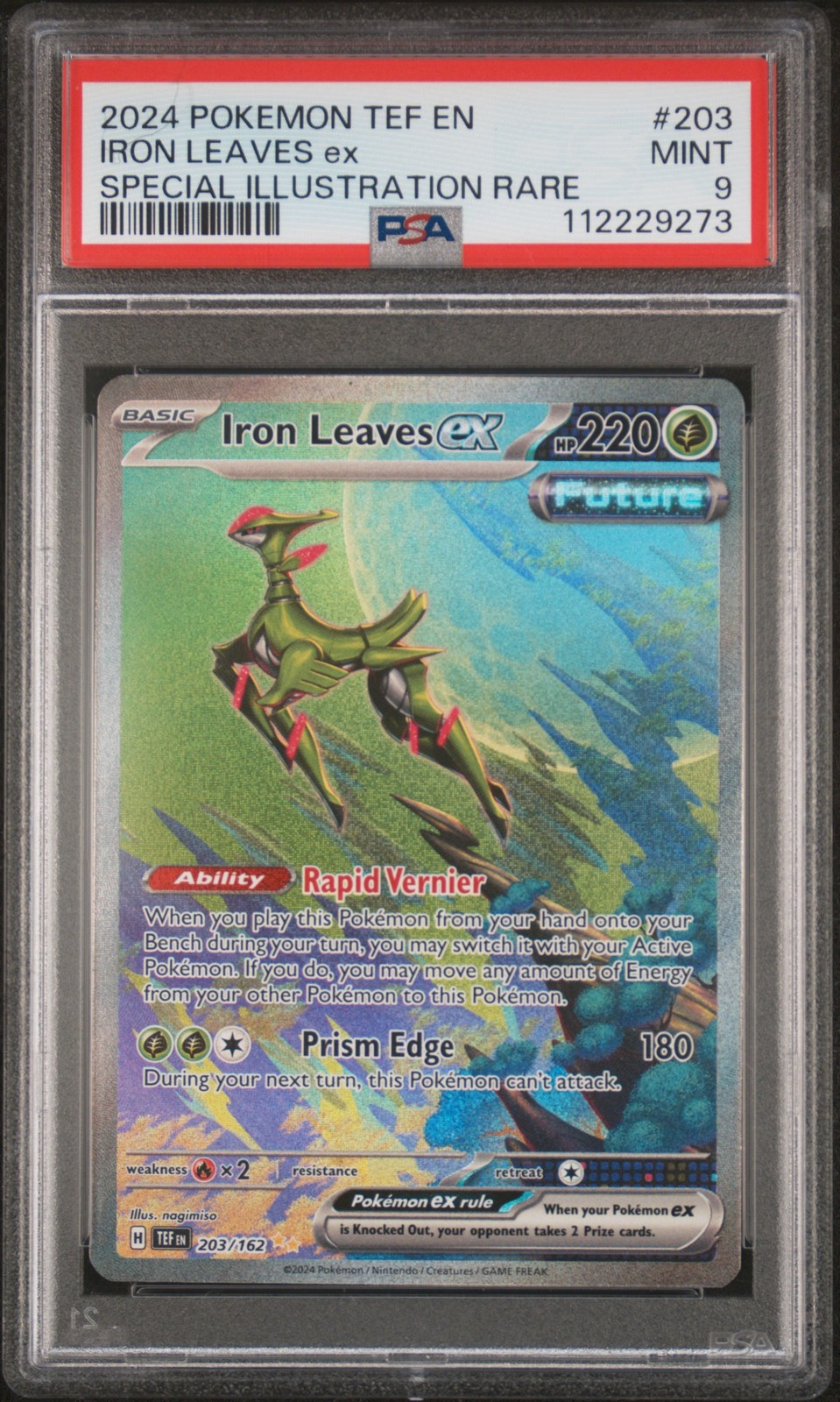 2024 POKEMON TEF EN-TEMPORAL FORCES #203 IRON LEAVES EX PSA 9 - Main Image