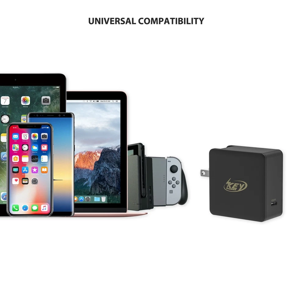 60W USB C Travel Adapter, Foladable Fast GaN Charger with US/UK/EU/AU 4 Plugs - Image 3 of 4