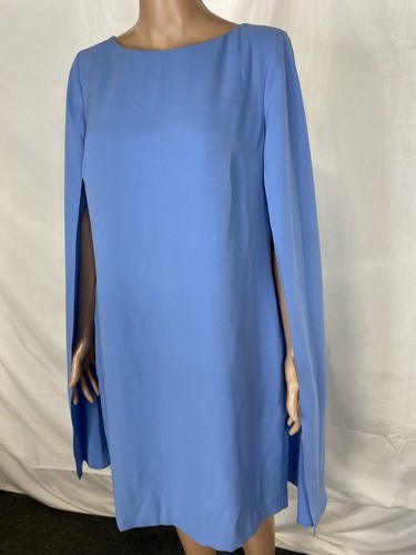 Ralph Lauren Damen Cape Georgette Cocktailkleid, himmelblau, Größe 12 - Bild 2 von 10