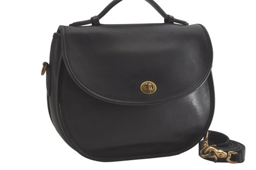 Authentic OLD COACH Vintage 2Way Shoulder Hand Bag Purse Leather Black 9294M