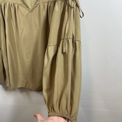 Mustard Seed Brand Shirt Womens S Tan Beige Peasant Top Puff Sleeve Pirate Flowy - Picture 5 of 15