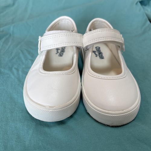 Oshkosh B'Gosh White Mary Jane Toddler Shoe Size 8 Flower Closure