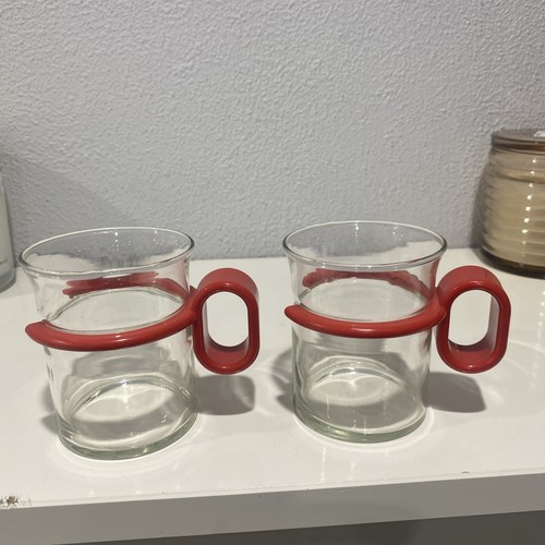 Vintage Bodum Carsten Jorgensen Red Espresso Cups X 2 Captain Picard - Picture 2 of 7