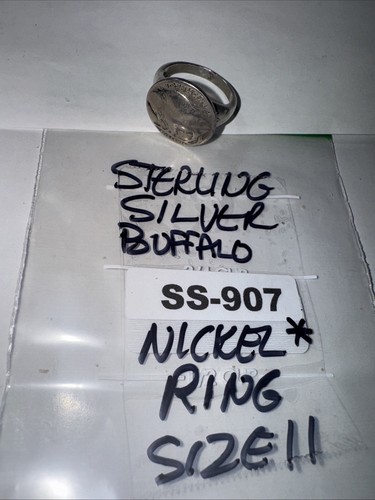 Sterling Silver BUFFALO NICKEL Ring Size 11 Nickel Is Cupped for Effect SS-907 - Picture 1 of 17