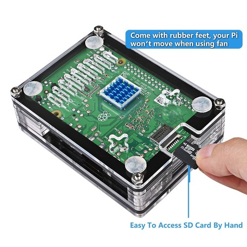 Miuzei Raspberry Pi 3 B+ Case with Fan Cooling, Pi 3B Case with 3 Pcs - Afbeelding 5 van 9