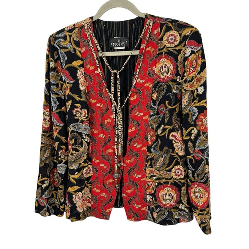 Carole Little Vintage Kimono Jacke zum Binden Größe 12 bunt gemischter Druck deutscher Viskose - Bild 2 von 14