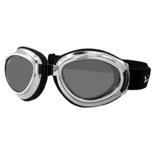 PACIFIC COAST AIRFOIL 8010 PADDED RIDING GOGGLES CHROME FRAME SILVER MIRROR LENS