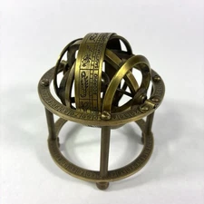 Nautical Brass Armillary Sphere Maritime Engraved Globe Collectible
