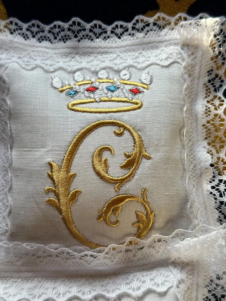 Coussin Lavande Armoire, Lin Ancien,Cadeau personnalisé Monogramme, Livraison 0€ - Photo 3/4