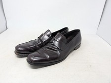 Prada Brown Leather Penny Loafers Mens US 10 EU 43 Slip On Shoes E5 