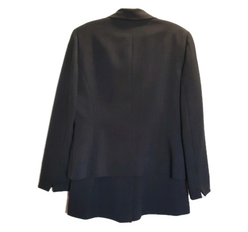 Kasper ASL 2-teilig schwarz gefüttert Kerbkragen Off Center Blazer Rock Anzug Set Größe 10 - Bild 2 von 7